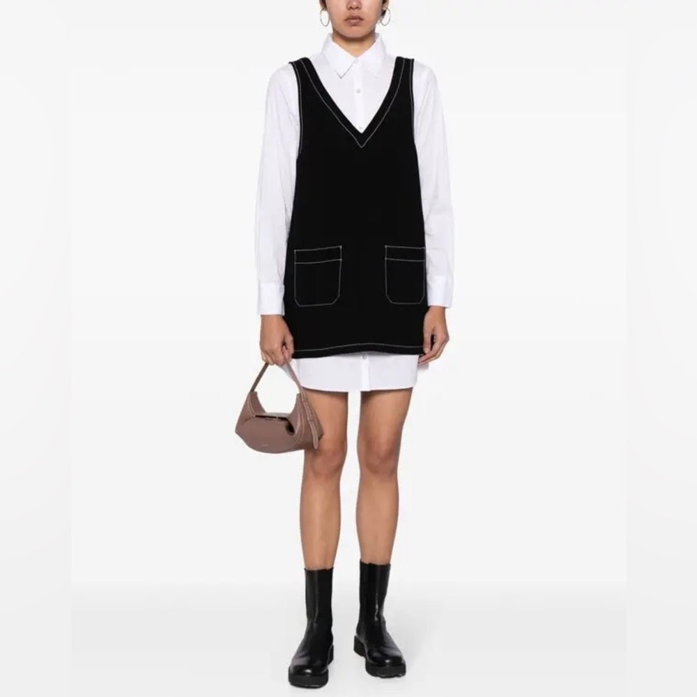 Cinq A Sept Women’s Poplin Crepe Catilina Layered Mini Shirt Dress